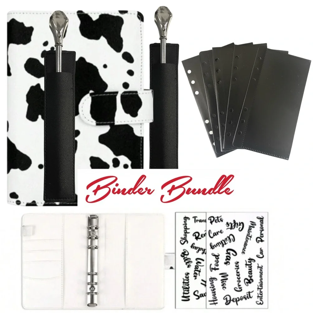 COW PRINT A6 Binder BUNDLE, Cash Envelope Stuffing Method